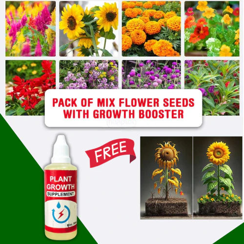 100+ Variety OF Flower Seeds + Free Growth Supplement!